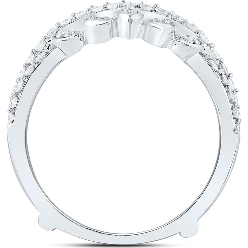 14K White Gold Round Diamond Wrap Ring Guard Enhancer - 1 Carat Total Diamond Weight