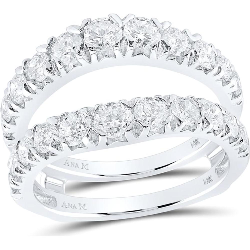 14K White Gold Round Diamond Wrap Ring Guard Enhancer - 2.0 Carat Total Diamond Weight
