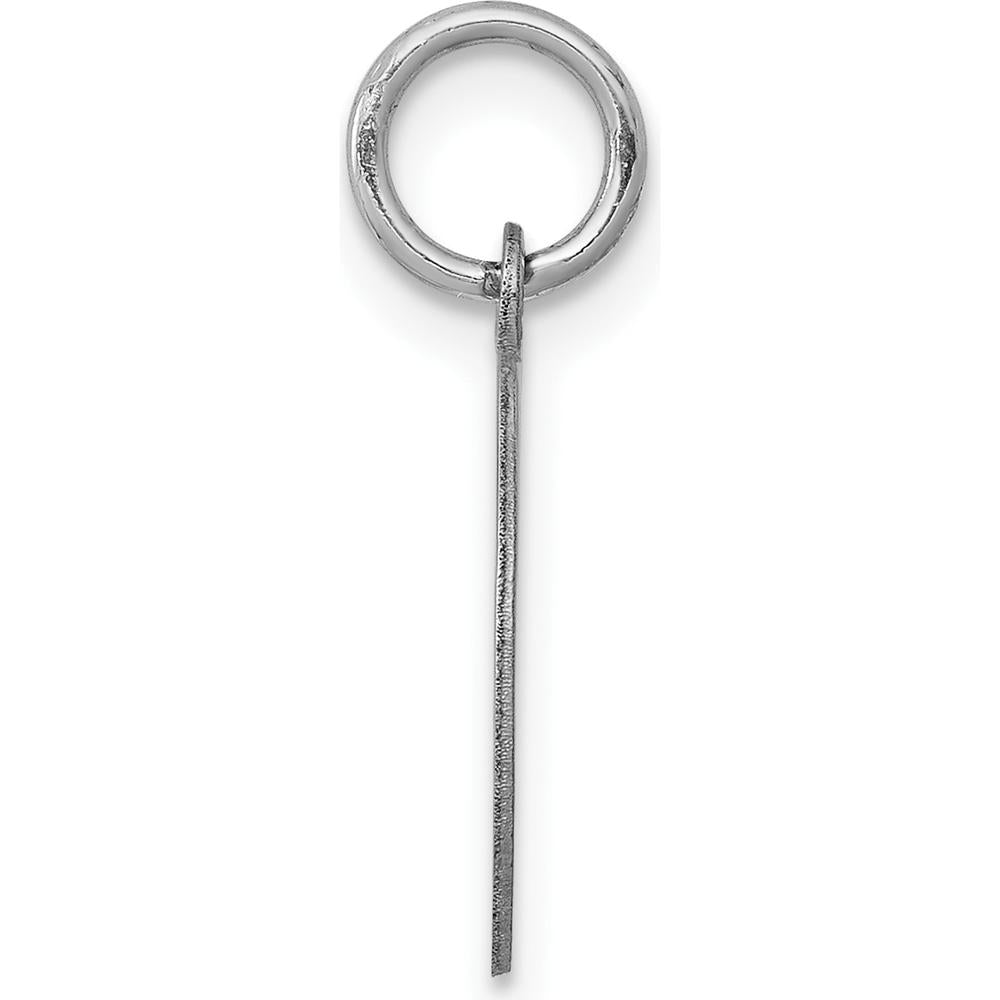 14K White Gold Round Disc Charm Pendant with Polished Finish and Engravable Surface by Oro Pregiato