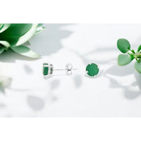 14K White Gold Round Emerald Stud Earrings with Secure Butterfly Backs - 1.55 Carat Total Emerald Weight - Royal Jewelry
