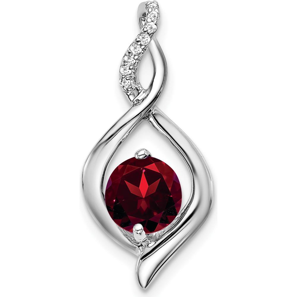 14K White Gold Round Garnet and Diamond Pendant Necklace - 1.03 Carat Total Garnet and Diamond Weight by Lumare Gioia