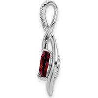 14K White Gold Round Garnet and Diamond Pendant Necklace - 1.03 Carat Total Garnet and Diamond Weight by Lumare Gioia