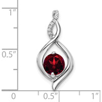 14K White Gold Round Garnet and Diamond Pendant Necklace - 1.03 Carat Total Garnet and Diamond Weight by Lumare Gioia