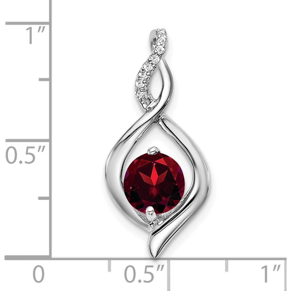14K White Gold Round Garnet and Diamond Pendant Necklace - 1.03 Carat Total Garnet and Diamond Weight by Lumare Gioia