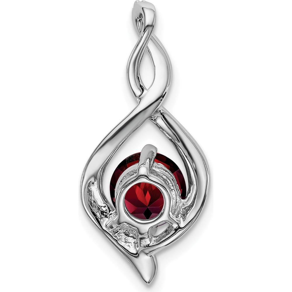 14K White Gold Round Garnet and Diamond Pendant Necklace - 1.03 Carat Total Garnet and Diamond Weight by Lumare Gioia
