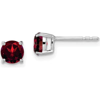 14K White Gold Round Garnet Stud Earrings - 0.63 Carat Total Garnet Weight by Monteluci Fine Jewelry
