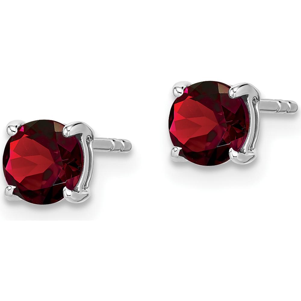14K White Gold Round Garnet Stud Earrings - 0.63 Carat Total Garnet Weight by Monteluci Fine Jewelry