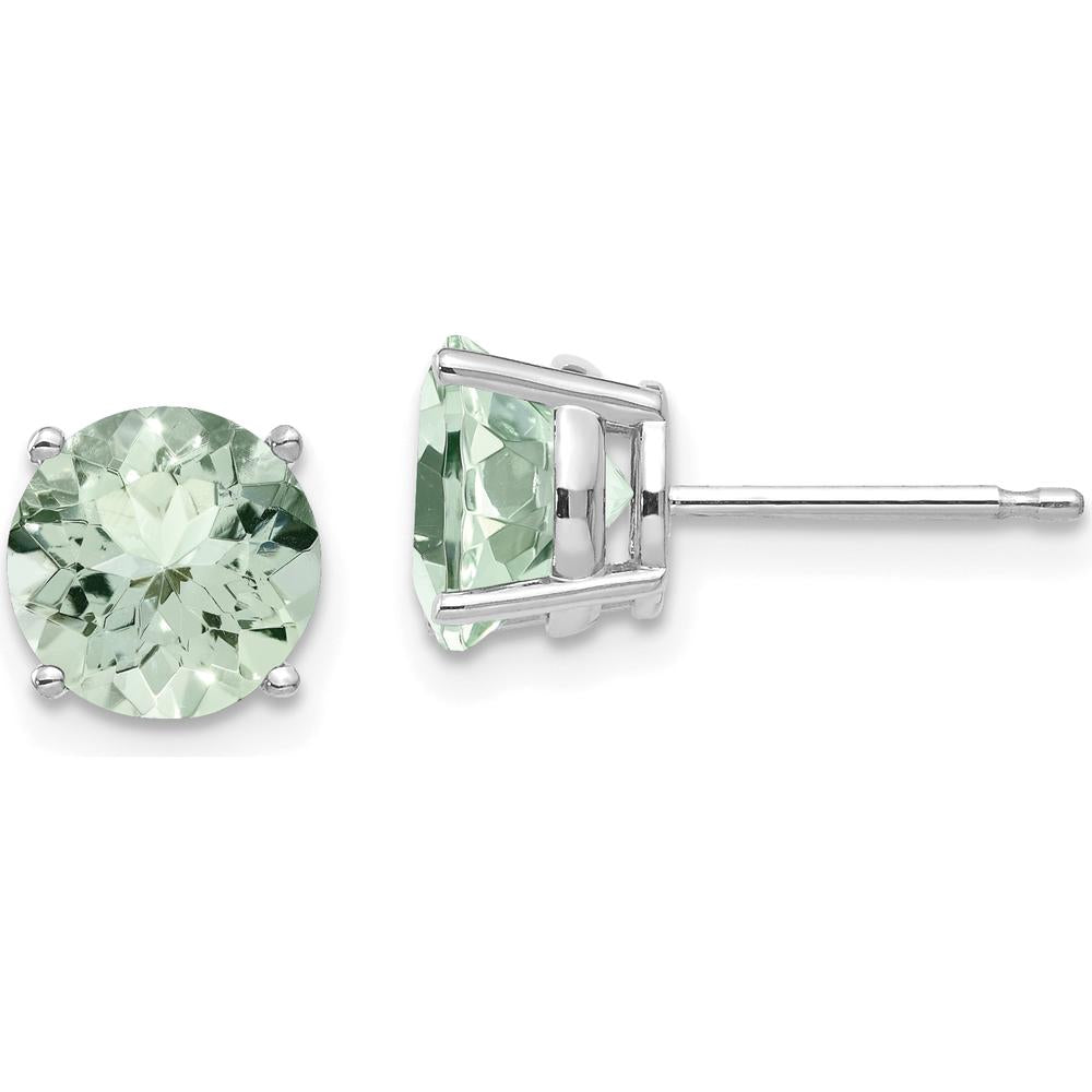 14K White Gold Round Green Quartz Stud Earrings - 1.25 Carat Total Gem Weight by Monteluci Fine Jewelry