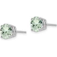 14K White Gold Round Green Quartz Stud Earrings - 1.25 Carat Total Gem Weight by Monteluci Fine Jewelry