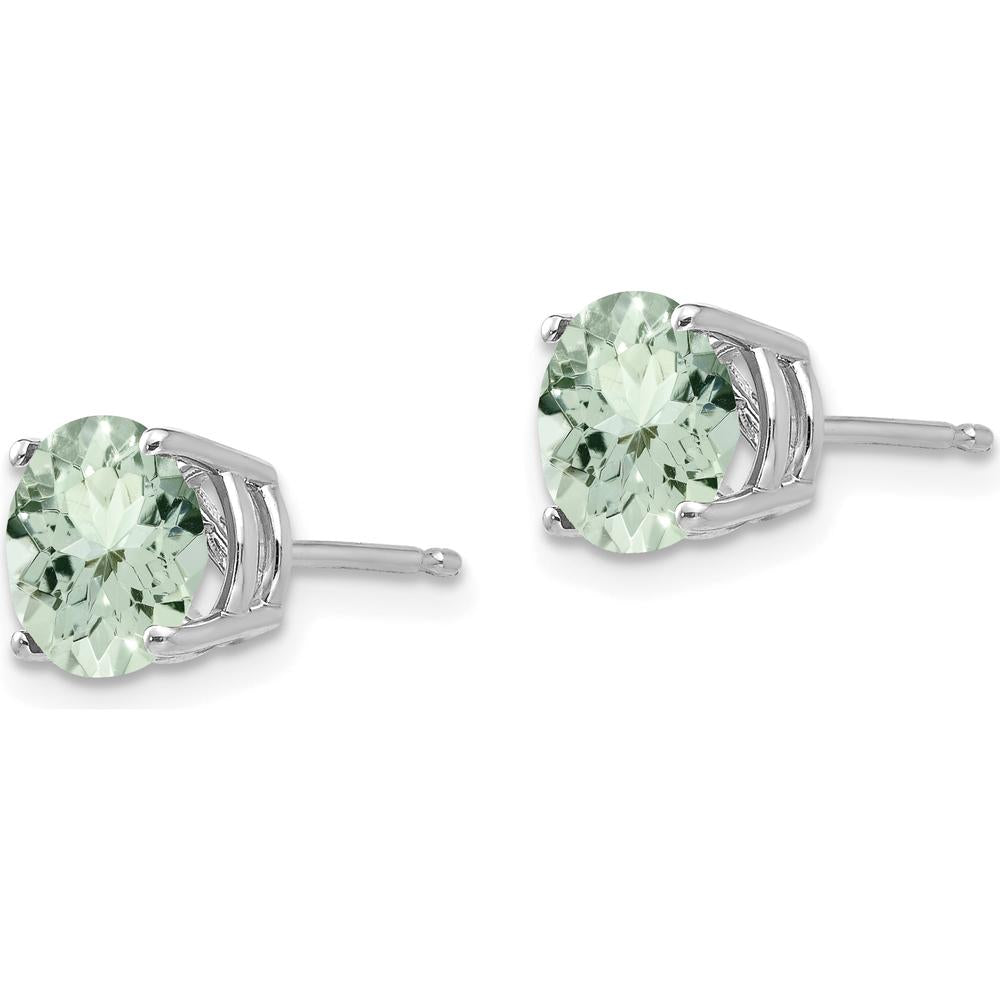 14K White Gold Round Green Quartz Stud Earrings - 1.25 Carat Total Gem Weight by Monteluci Fine Jewelry