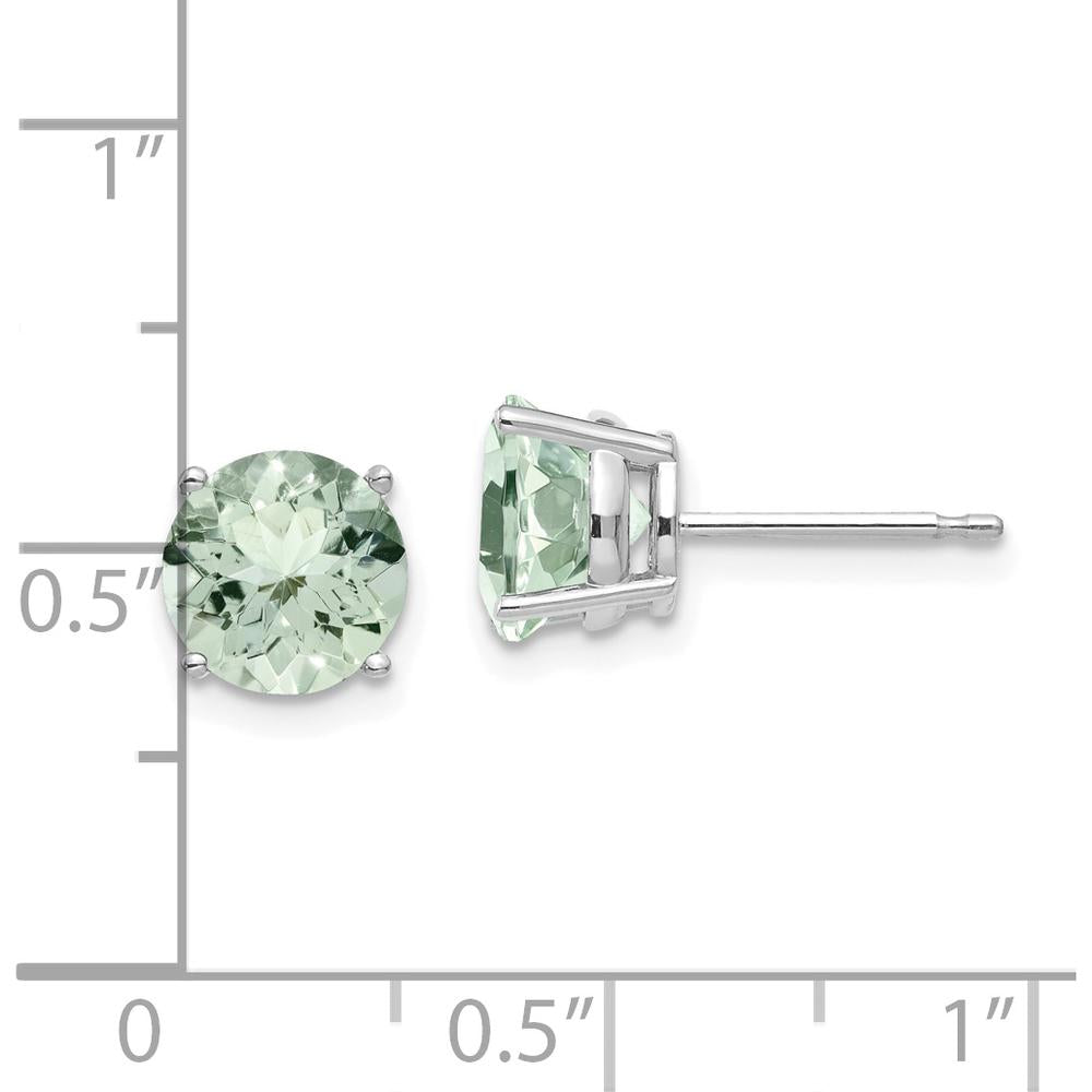 14K White Gold Round Green Quartz Stud Earrings - 1.25 Carat Total Gem Weight by Monteluci Fine Jewelry