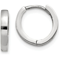 14K White Gold Round Hinged Hoop Earrings - Polished Finish - 8mm Length by 0