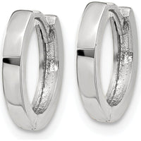 14K White Gold Round Hinged Hoop Earrings - Polished Finish - 8mm Length by 0