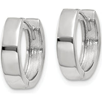 14K White Gold Round Hinged Hoop Earrings with Polished Finish and Rhodium Plating by 0