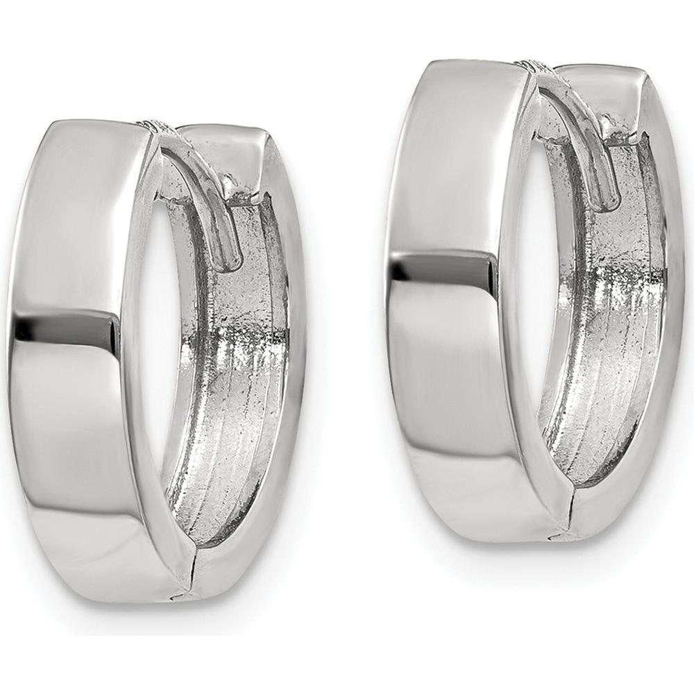 14K White Gold Round Hinged Hoop Earrings with Polished Finish and Rhodium Plating by 0