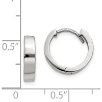 14K White Gold Round Hinged Hoop Earrings with Polished Finish and Rhodium Plating by 0