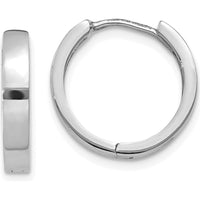 14K White Gold Round Hinged Hoop Earrings with Polished Finish by 0