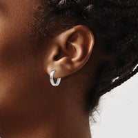 14K White Gold Round Hinged Hoop Earrings with Polished Finish by 0