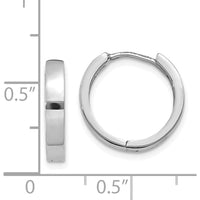 14K White Gold Round Hinged Hoop Earrings with Polished Finish by 0