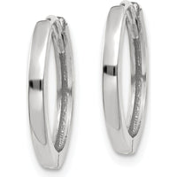 14K White Gold Round Hinged Hoop Earrings with Rhodium Plating - 11mm Length by 0