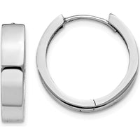 14K White Gold Round Hinged Hoop Earrings with Rhodium Plating by 0