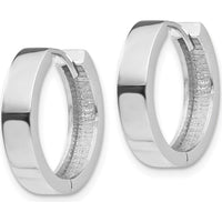 14K White Gold Round Hinged Hoop Earrings with Rhodium Plating by 0