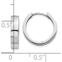 14K White Gold Round Hinged Hoop Earrings with Rhodium Plating by 0
