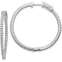 14K White Gold Round Hoop Earrings with 100 Prong Set Mountings by Monteluci Fine Jewelry