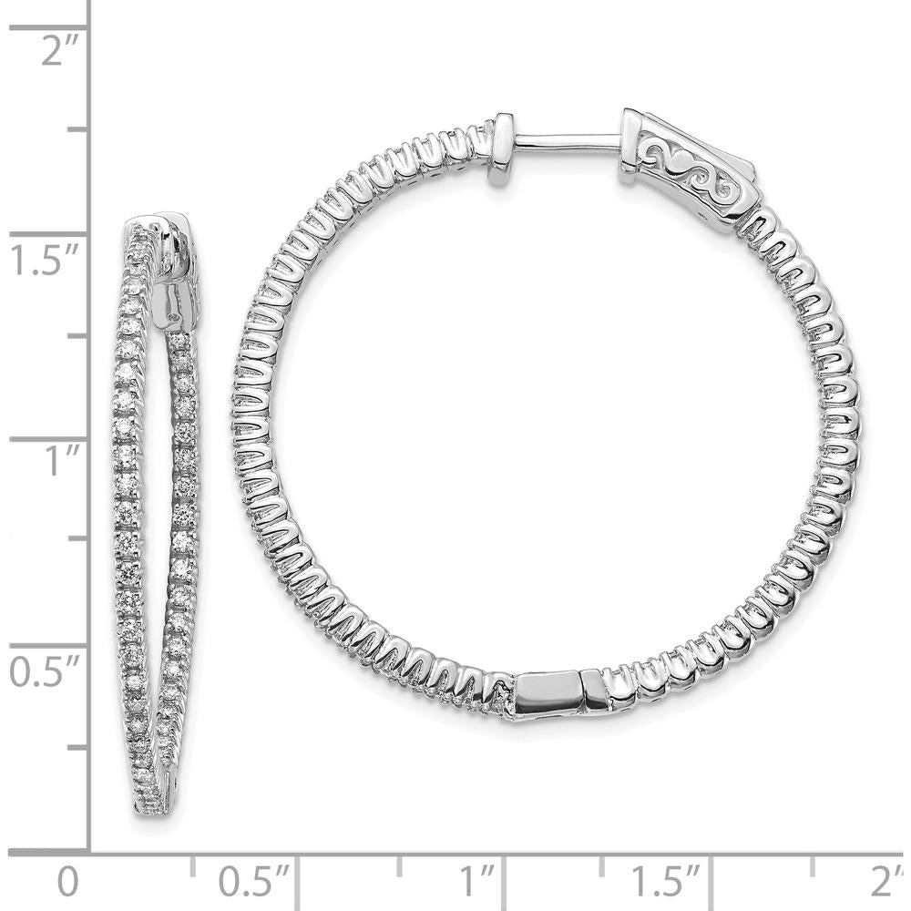 14K White Gold Round Hoop Earrings with 100 Prong Set Mountings by Monteluci Fine Jewelry