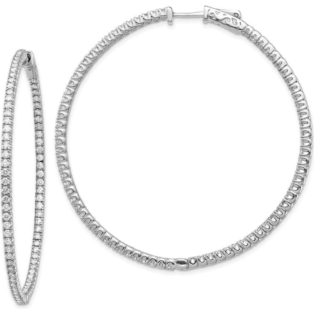 14K White Gold Round Hoop Earrings with 154 Round Diamonds - 1.23 Carat Total Diamond Weight by Monteluci Fine Jewelry