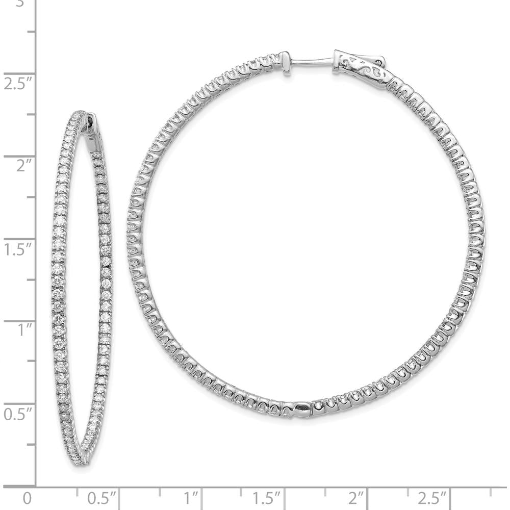 14K White Gold Round Hoop Earrings with 154 Round Diamonds - 1.23 Carat Total Diamond Weight by Monteluci Fine Jewelry