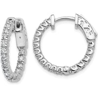 14K White Gold Round Hoop Earrings with 34 Round Prong-Set Diamonds - 1.29 Carat Total Diamond Weight by Monteluci Fine Jewelry