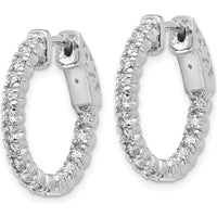 14K White Gold Round Hoop Earrings with 34 Round Prong-Set Diamonds - 1.29 Carat Total Diamond Weight by Monteluci Fine Jewelry
