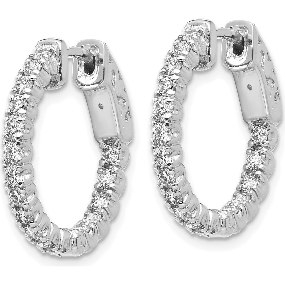 14K White Gold Round Hoop Earrings with 34 Round Prong-Set Diamonds - 1.29 Carat Total Diamond Weight by Monteluci Fine Jewelry
