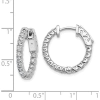 14K White Gold Round Hoop Earrings with 34 Round Prong-Set Diamonds - 1.29 Carat Total Diamond Weight by Monteluci Fine Jewelry