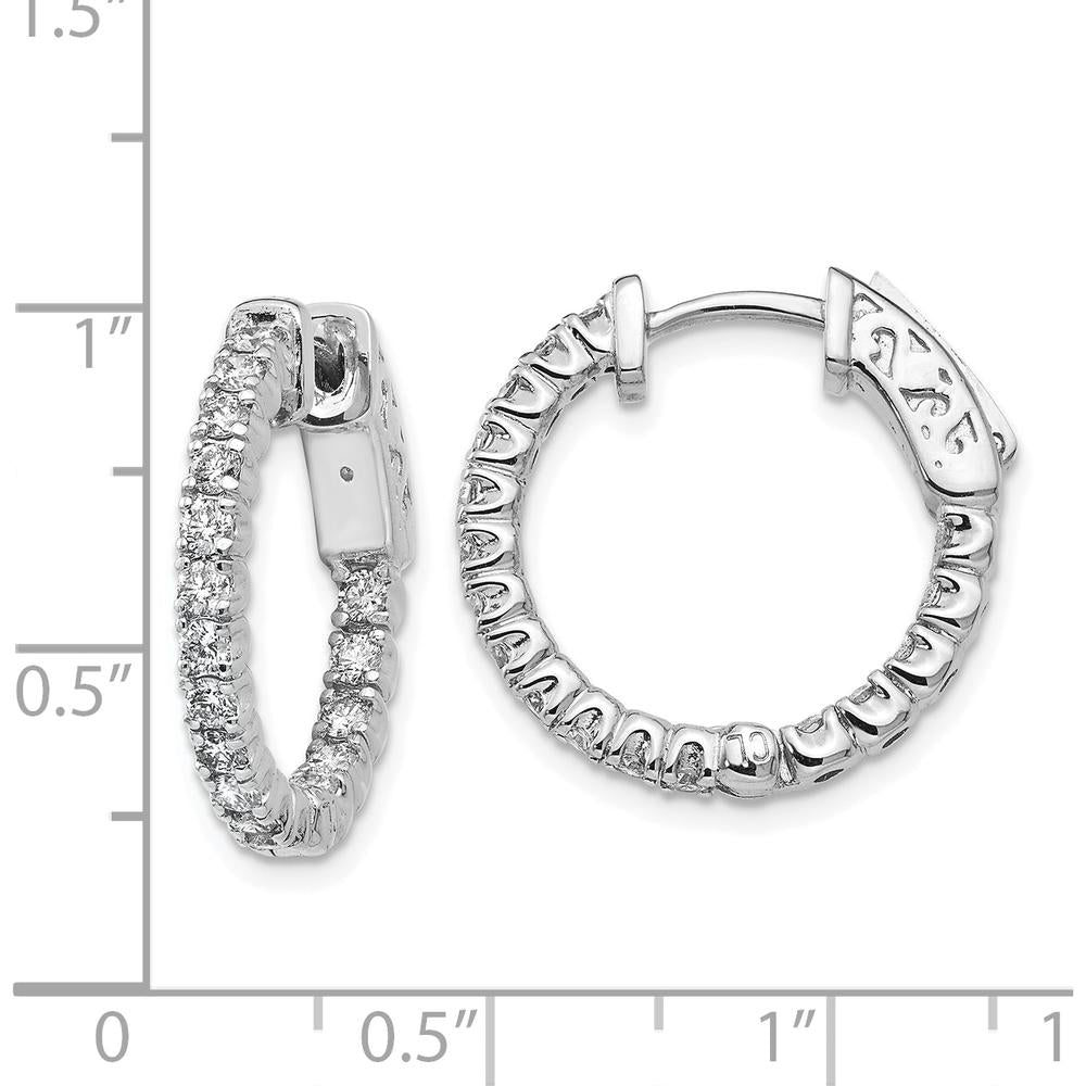 14K White Gold Round Hoop Earrings with 34 Round Prong-Set Diamonds - 1.29 Carat Total Diamond Weight by Monteluci Fine Jewelry