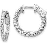 14K White Gold Round Hoop Earrings with 36 Prong Set Round Diamonds - 0.72 Carat Total Diamond Weight by Monteluci Fine Jewelry