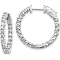 14K White Gold Round Hoop Earrings with 40 Prong Set Mountings for Custom Stones - 2.3mm Each by Monteluci Fine Jewelry