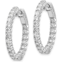 14K White Gold Round Hoop Earrings with 40 Prong Set Mountings for Custom Stones - 2.3mm Each by Monteluci Fine Jewelry