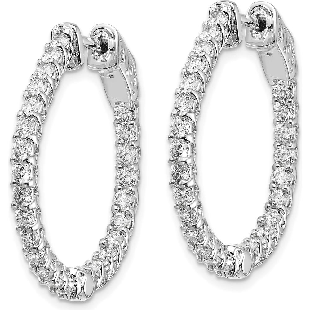 14K White Gold Round Hoop Earrings with 50 Round Diamonds - 1.90 Carat Total Diamond Weight by Monteluci Fine Jewelry