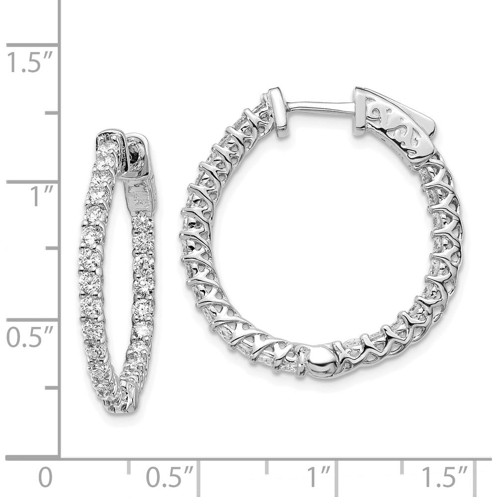 14K White Gold Round Hoop Earrings with 50 Round Diamonds - 1.90 Carat Total Diamond Weight by Monteluci Fine Jewelry