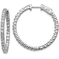 14K White Gold Round Hoop Earrings with 60 Prong-Set Stone Mountings by Monteluci Fine Jewelry
