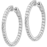 14K White Gold Round Hoop Earrings with 60 Prong-Set Stone Mountings by Monteluci Fine Jewelry
