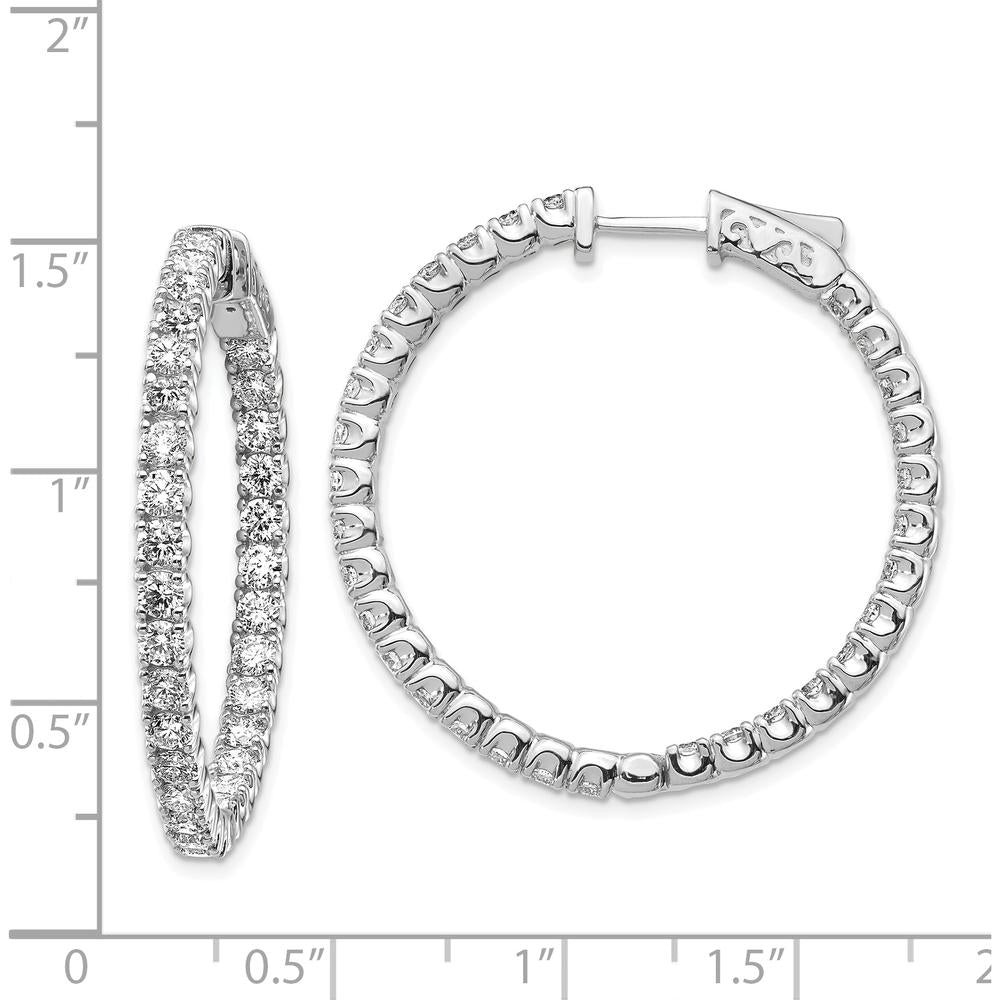 14K White Gold Round Hoop Earrings with 62 Prong Set Round Diamonds - 2.6mm Each Stone by Monteluci Fine Jewelry
