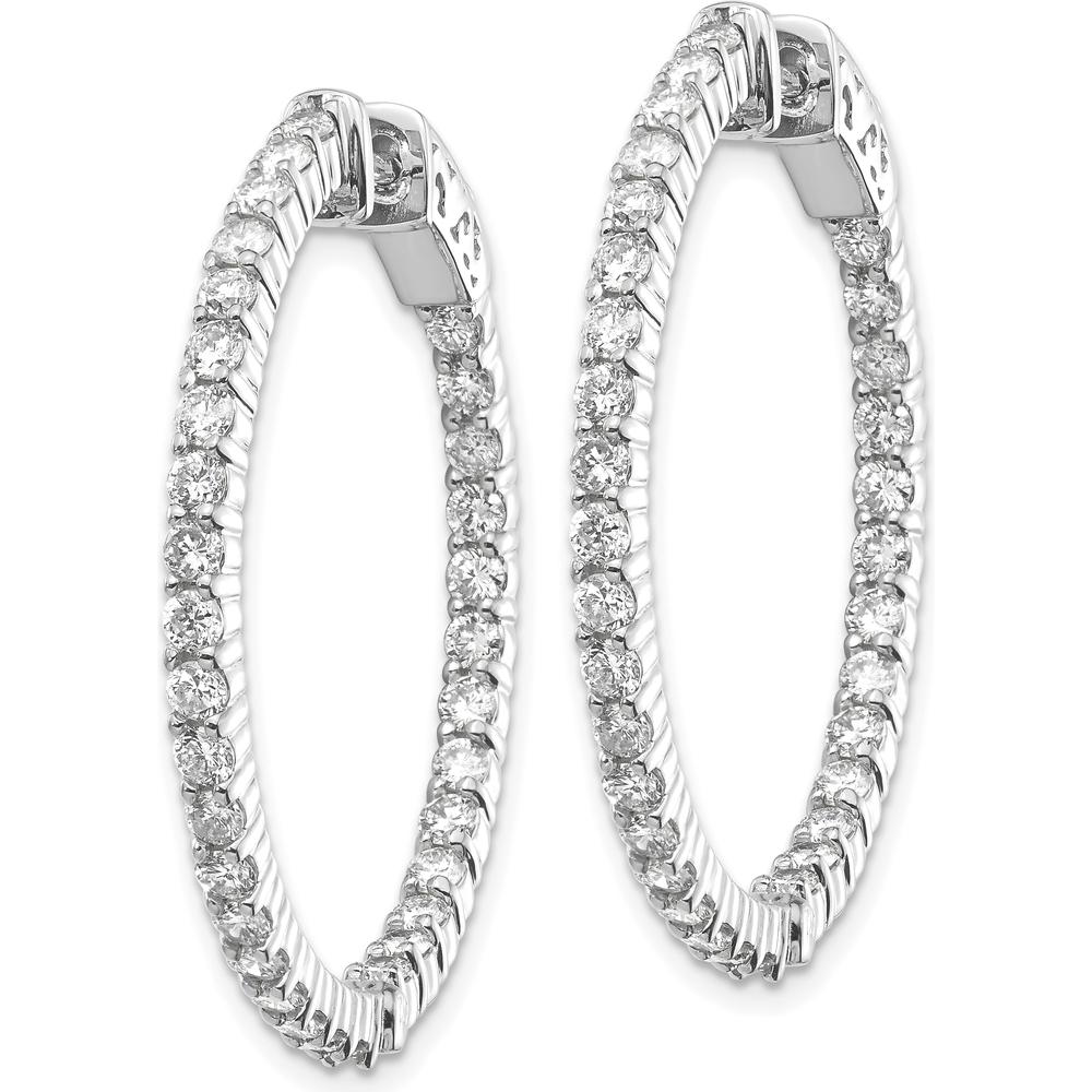 14K White Gold Round Hoop Earrings with 66 Prong Set Diamonds - 3.77 Carat Total Diamond Weight by Monteluci Fine Jewelry