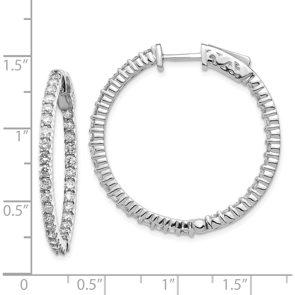 14K White Gold Round Hoop Earrings with 66 Prong Set Diamonds - 3.77 Carat Total Diamond Weight by Monteluci Fine Jewelry
