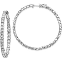 14K White Gold Round Hoop Earrings with 78 Round Diamonds - 2.9mm Stones with Prong Setting by Monteluci Fine Jewelry