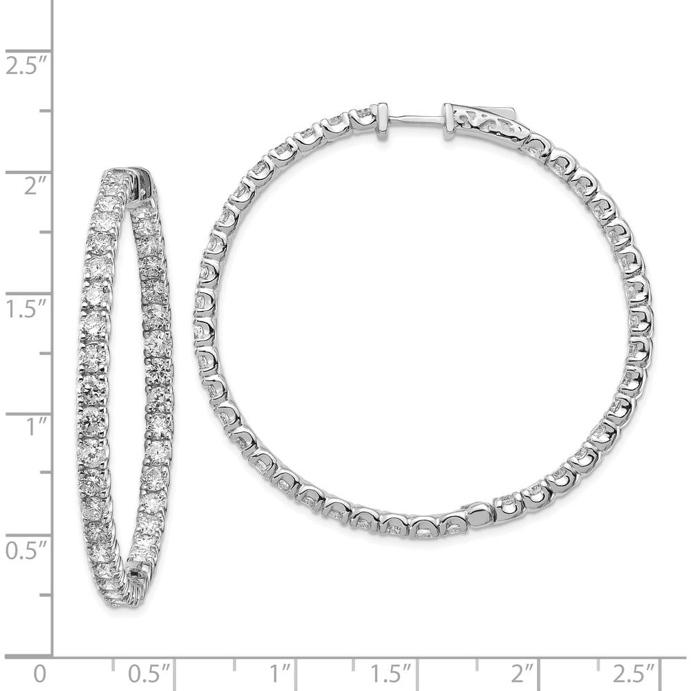 14K White Gold Round Hoop Earrings with 78 Round Diamonds - 2.9mm Stones with Prong Setting by Monteluci Fine Jewelry
