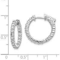 14K White Gold Round Hoop Earrings with Prong-Set Diamonds - 1.38 Carat Total Diamond Weight by Monteluci Fine Jewelry