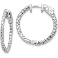 14K White Gold Round Hoop Earrings with Prong-Set Mountings for Round Stones - 62 Stone Capacity by Monteluci Fine Jewelry